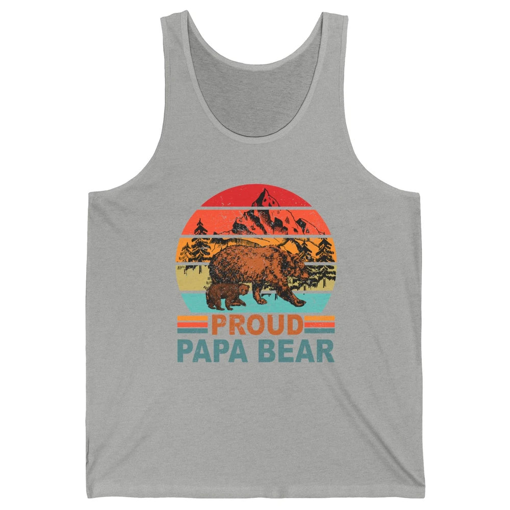 Vintage Mountain Proud Papa Bear Baby Bear Fathers Day Unisex Jersey Tank