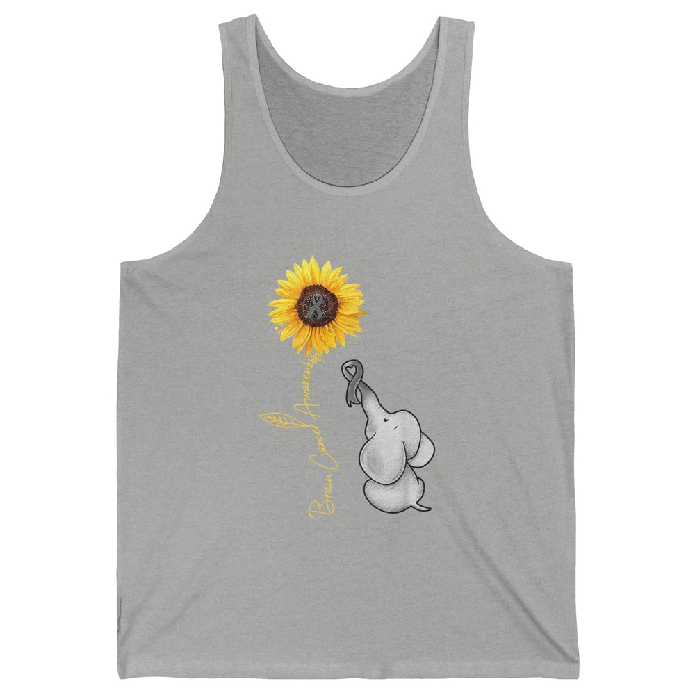 Sunflower Baby Elephant Brain Cancer Awareness Grey Ribbon Unisex Jersey Tank