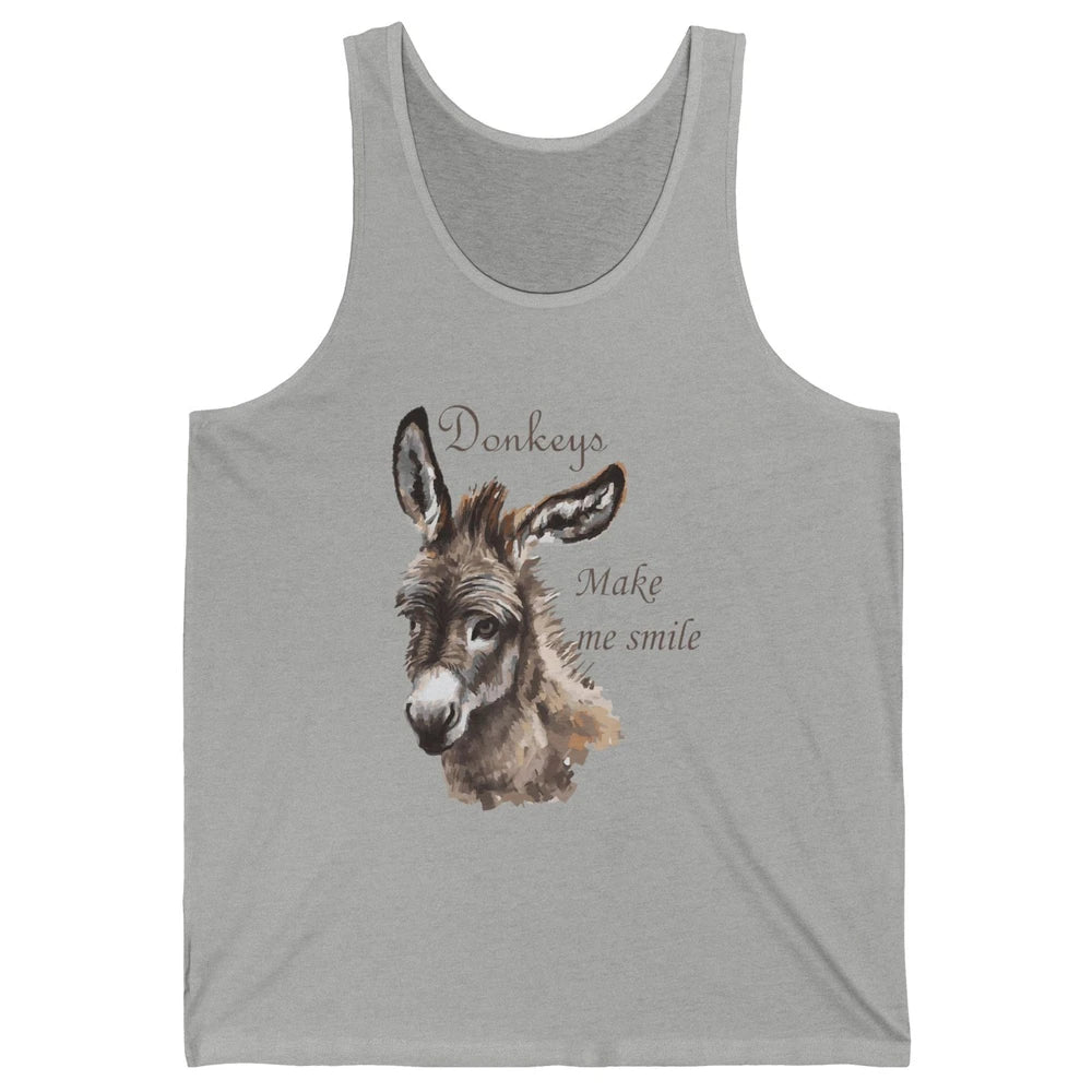 Watercolor Donkey Make Me Smile Farming Life Farm Animal Unisex Jersey Tank