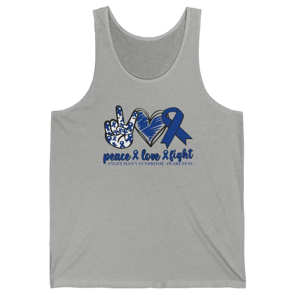 Angelman's Syndrome Awareness Blue Ribbon Peace Love Fight Unisex Jersey Tank