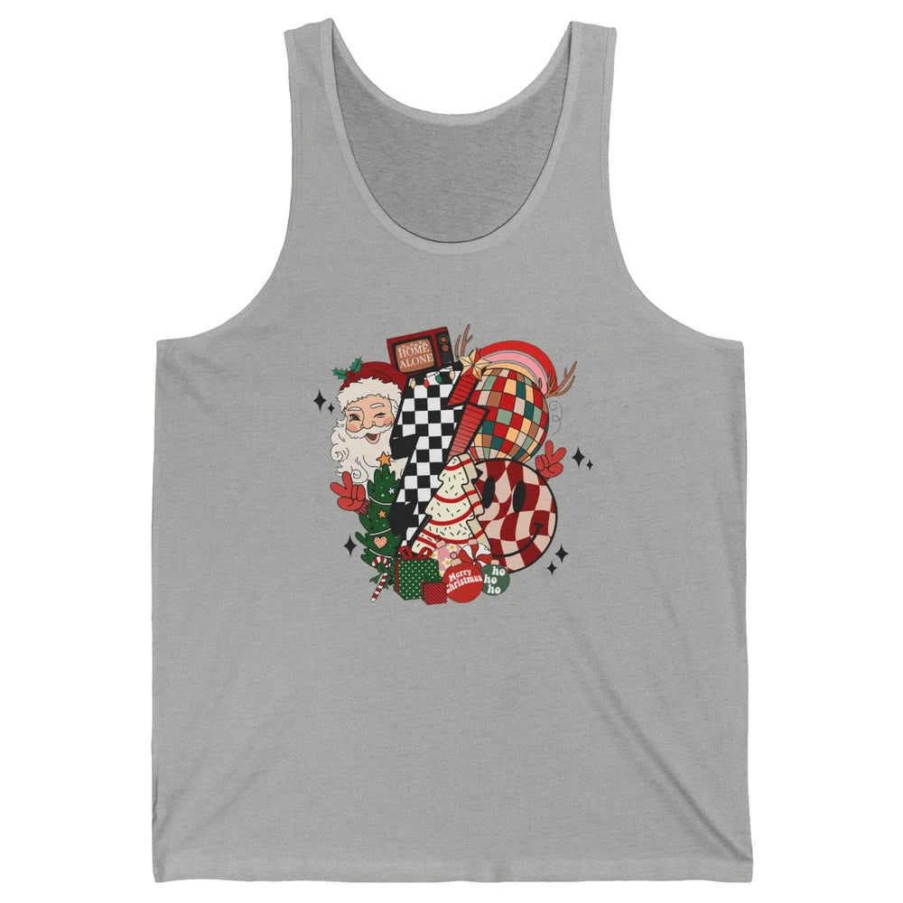 Retro Santa Christmas Tree Cake Lightning Bolt Western Unisex Jersey Tank