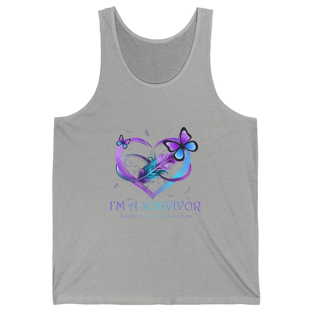 Survivor Purple Teal Heart Love Suicide Prevention Awareness Unisex Jersey Tank