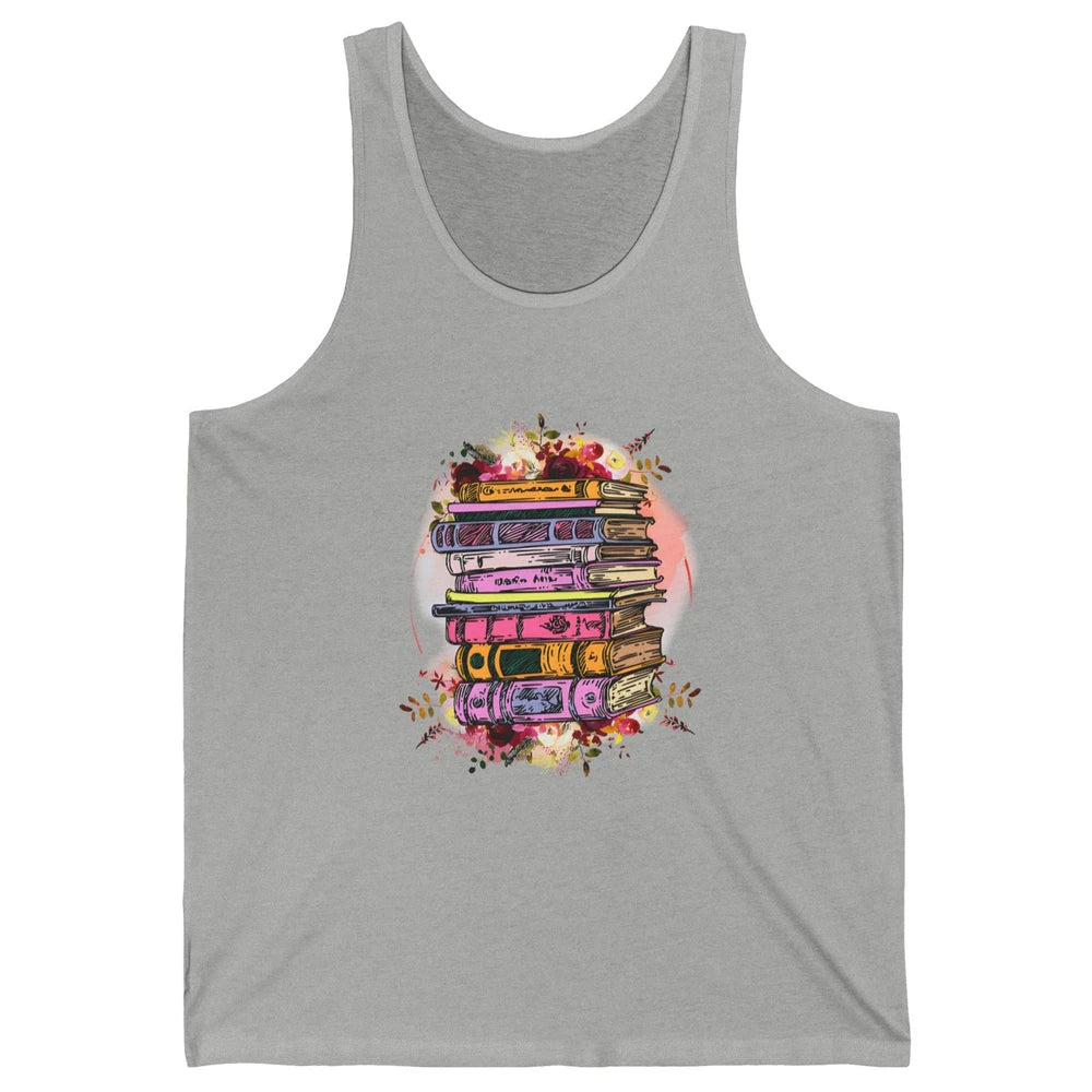 Book Wildflower Floral Aesthetic Librarian Bookworm Bookish Unisex Jersey Tank