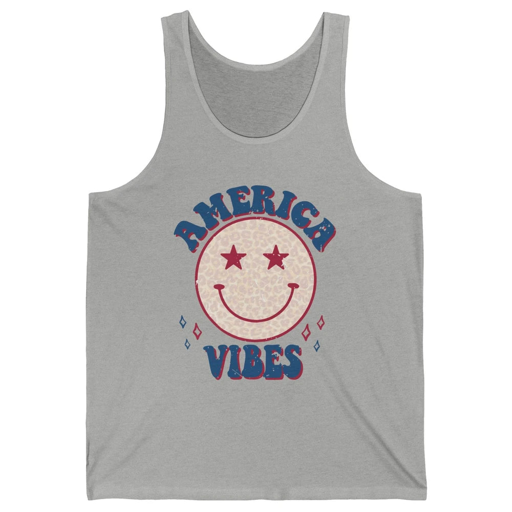 America Vibes Smile Patriotic 4th Of July Happy Face Summer Unisex Jersey Tank