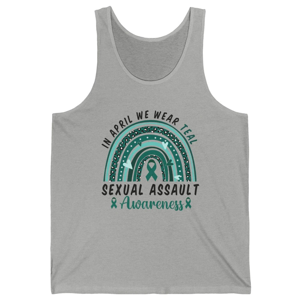 Sexual Assault Awareness Teal Ribbon Rainbow Awareness Gift Unisex Jersey Tank