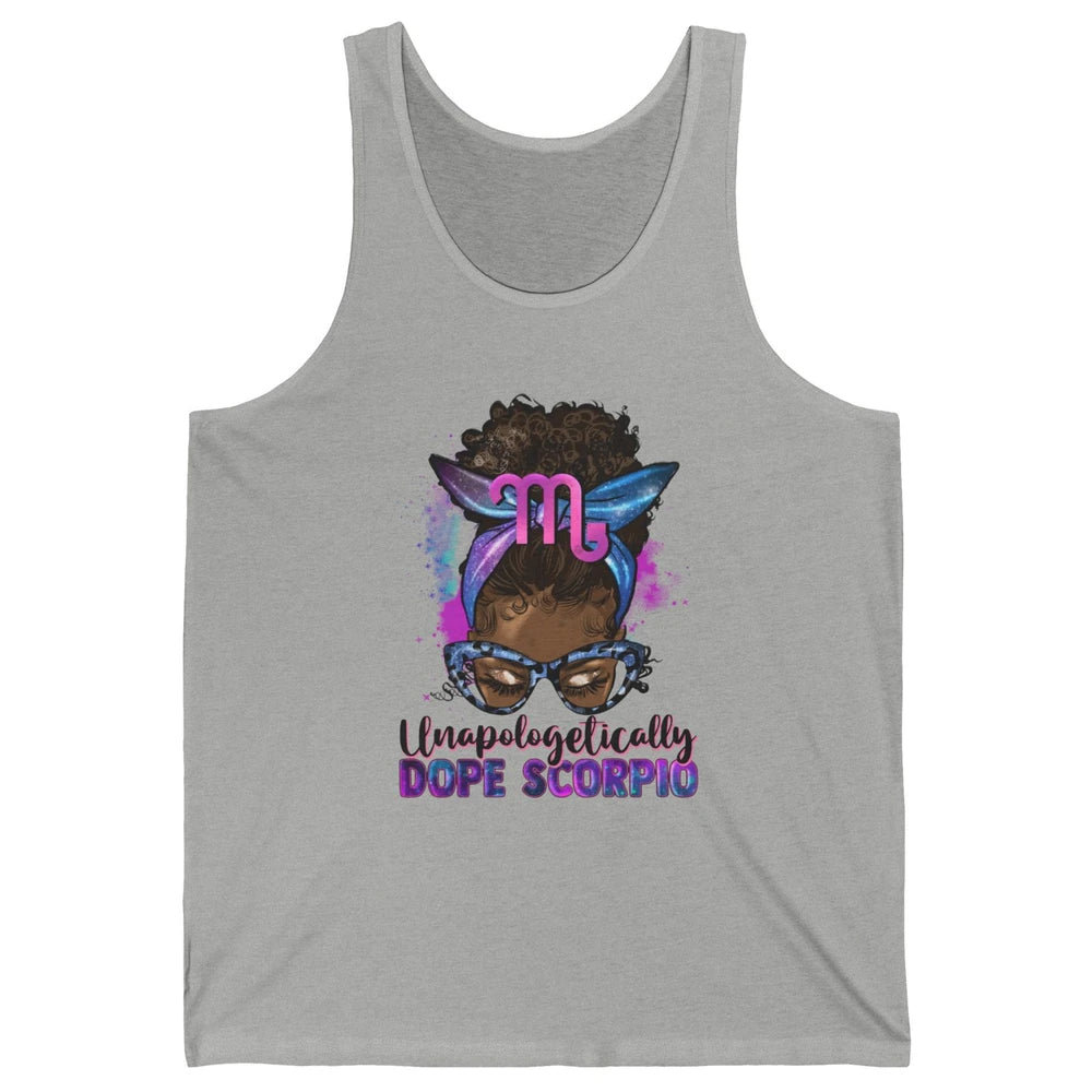 Afro Scorpio Queen Galaxy Horoscope Messy Hair Black Woman Unisex Jersey Tank