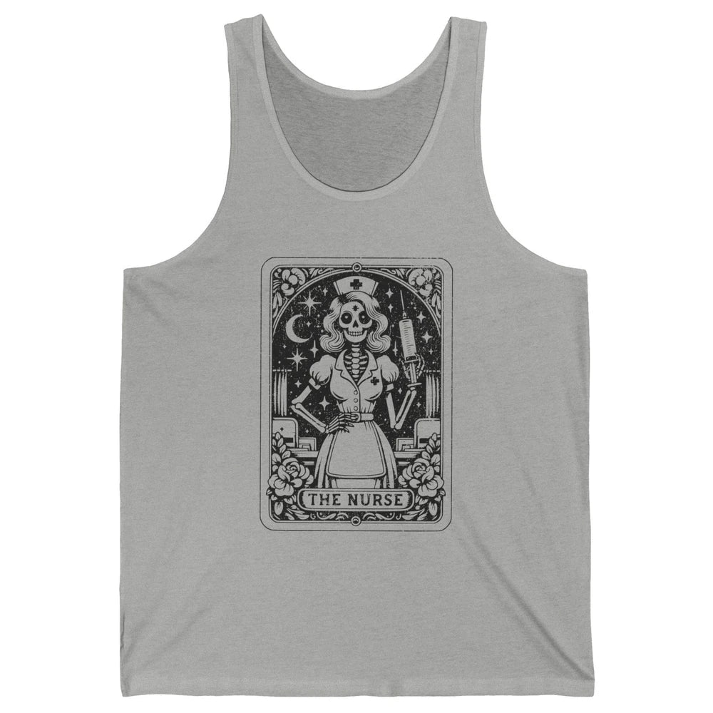 Retro Skeleton The Nurse Tarot Card Halloween Nursing Life Unisex Jersey Tank