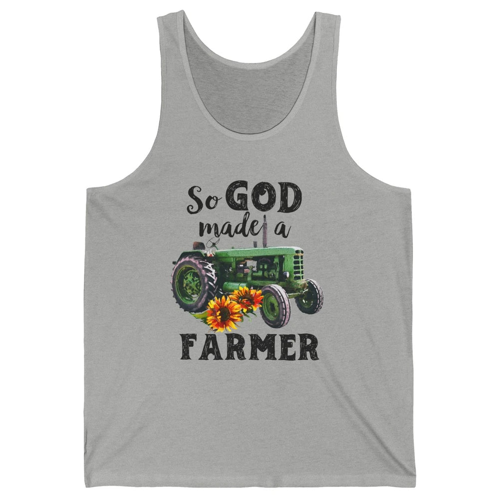 Vintage Retro Tractor God Made A Farmer Proud Farmer Farming Unisex Jersey Tank