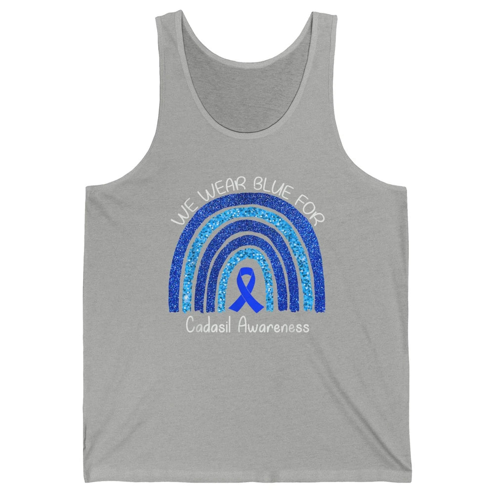 We Wear Blue Rainbow For Cadasil Awareness Month Blue Ribbon Unisex Jersey Tank