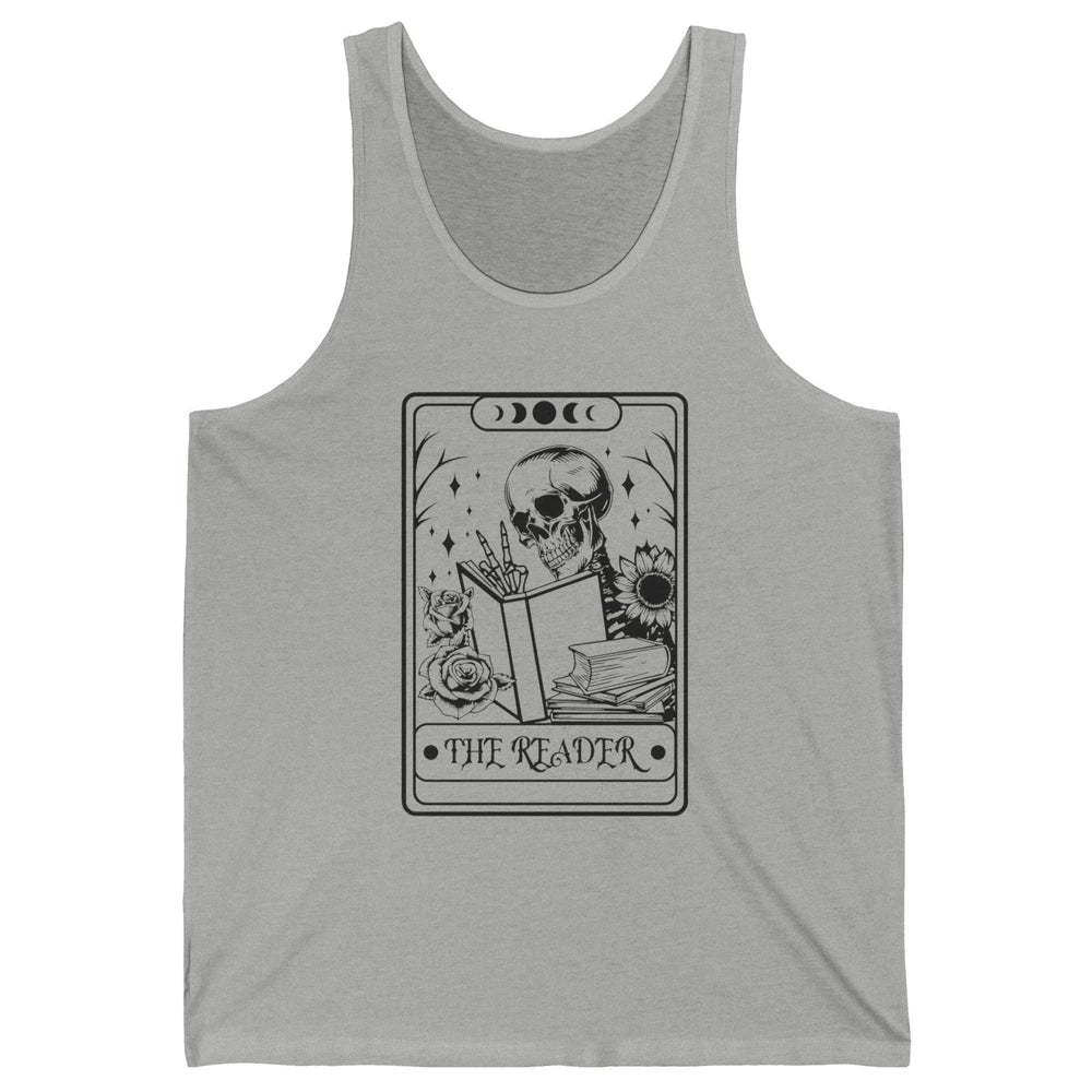 Retro Skeleton The Reader Tarot Card Halloween Romance Book Unisex Jersey Tank