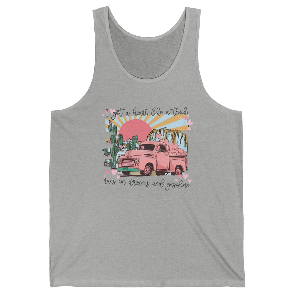 Western Sunset Cowgirl I Got Heart Like Truck Rodeo Cactus Unisex Jersey Tank