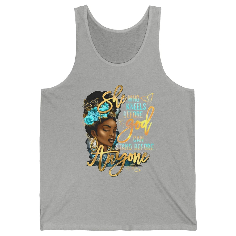 Black Girl She Who Kneels Before God Christian Afro Women Unisex Jersey Tank