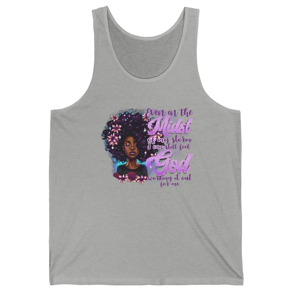 Black Girl In The Midst Of Storm I See God Christian Belief Unisex Jersey Tank