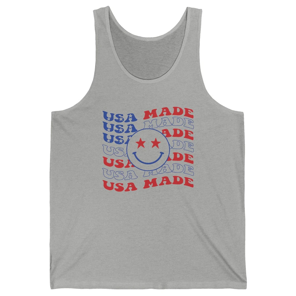 US Flag America Made Smiley Face July 4th American Patriots Unisex Jersey Tank