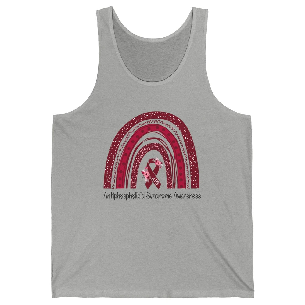 Antiphospholipid Syndrome Awareness APS Burgundy Rainbow Unisex Jersey Tank