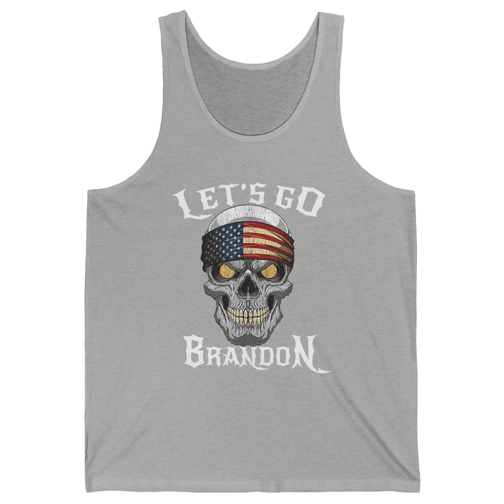 Retro Skull US Flag Let's Go Brandon Anti Biden Pro America Unisex Jersey Tank