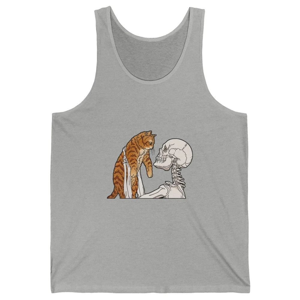 Cat And Skeleton Best Friends Of Cat Funny Orange Cat Kitten Unisex Jersey Tank