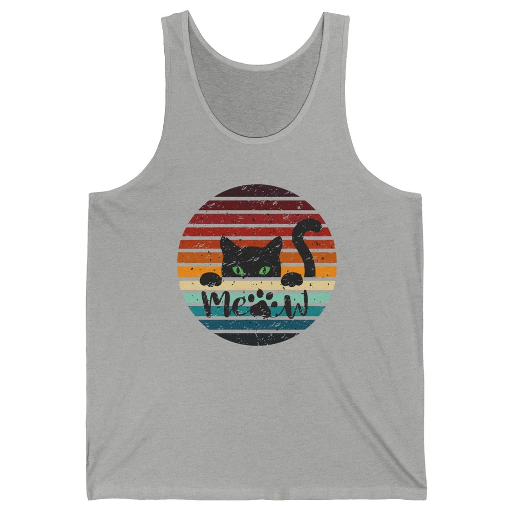 Vintage Black Cat Peeking Meow Cat Mom Cat Lady Gift Unisex Jersey Tank