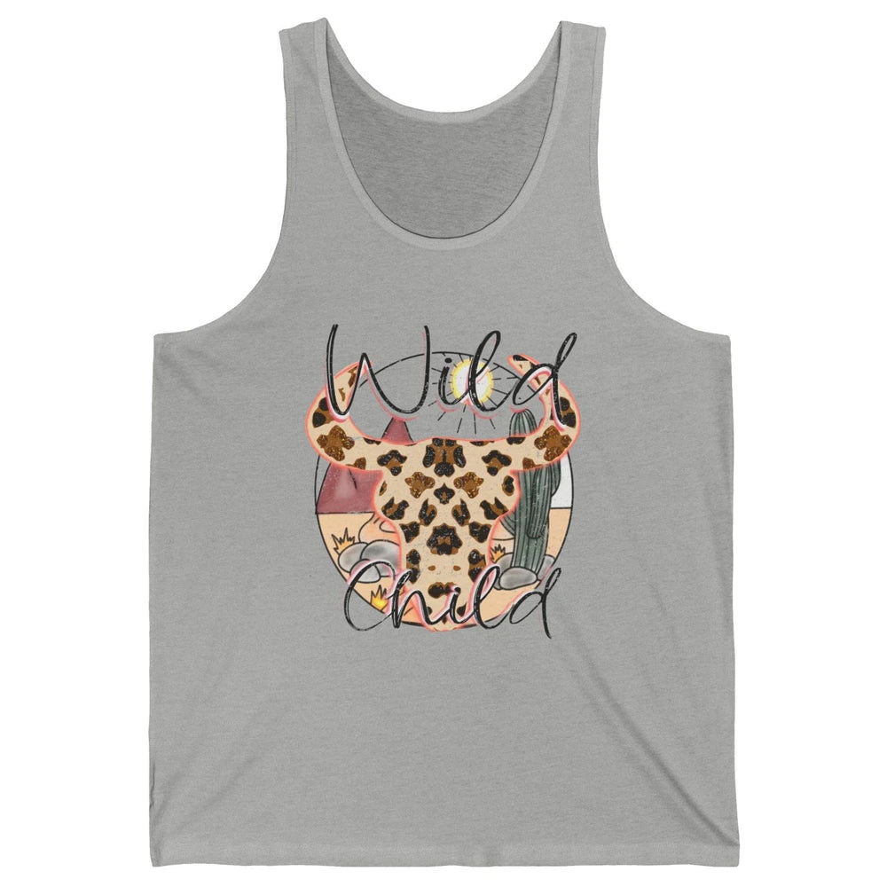 Boho Bull Skull Wild Child Desert Cactus Western Country Unisex Jersey Tank