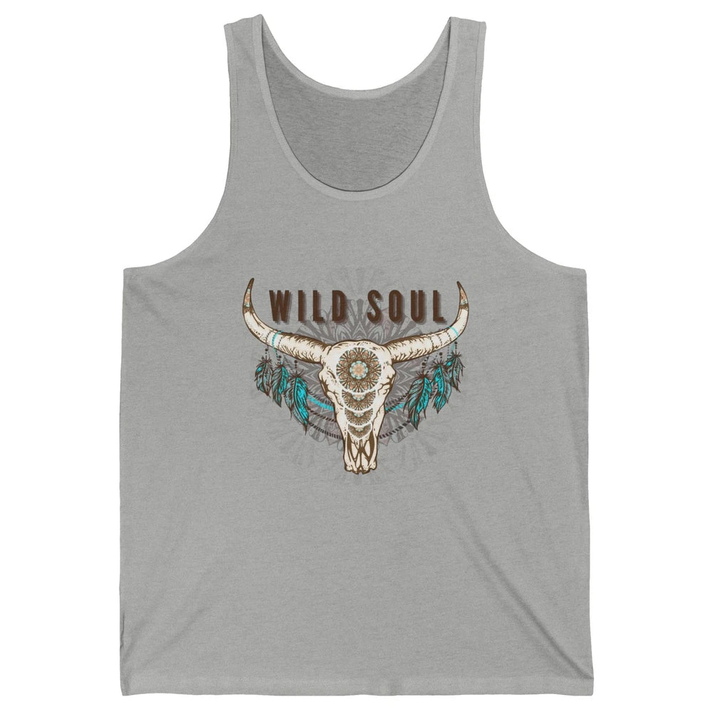 Boho Bull Skull Wild Soul Hippie Cowgirl Western Country Unisex Jersey Tank