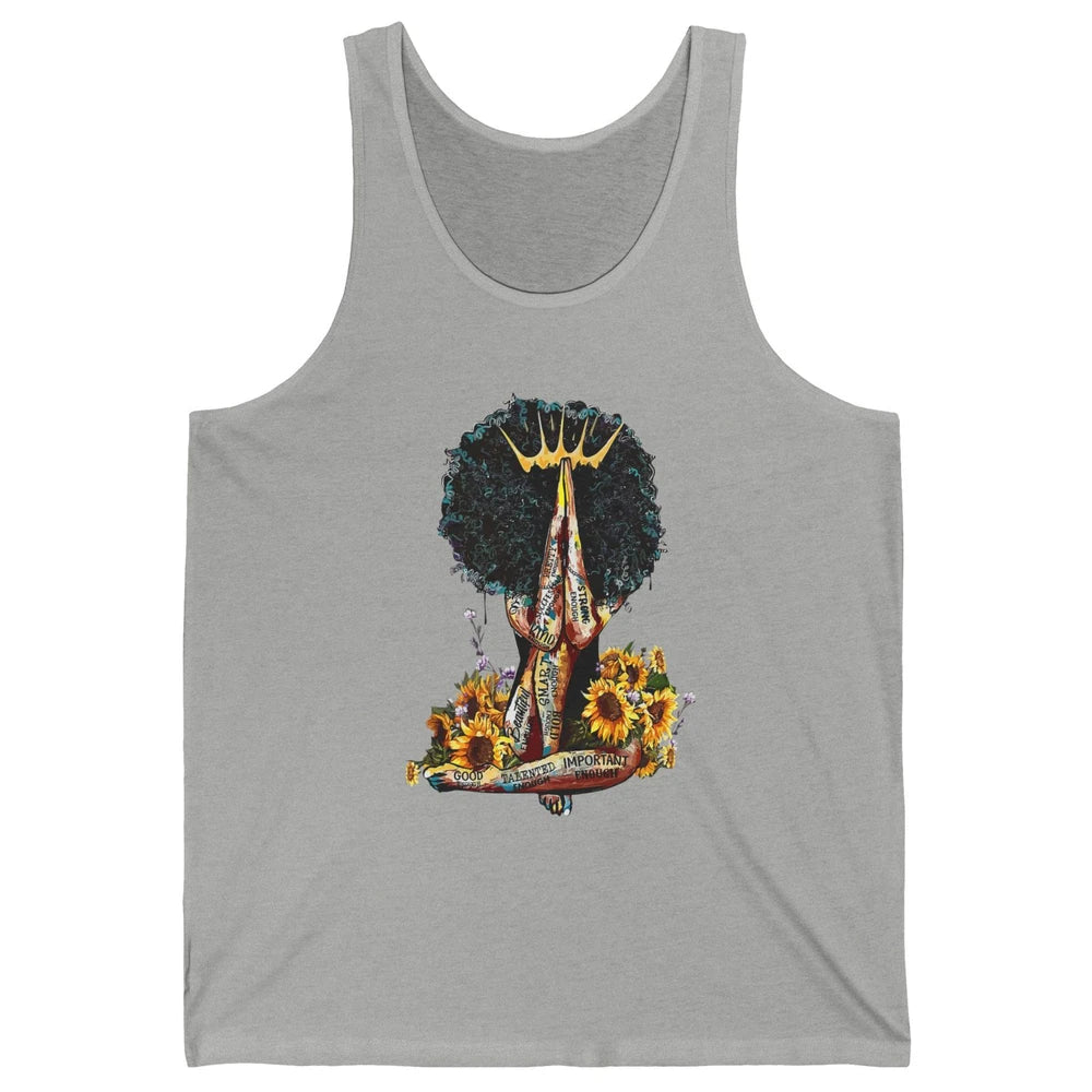 Black Woman Girl Praying African American Lady Black Pride Unisex Jersey Tank