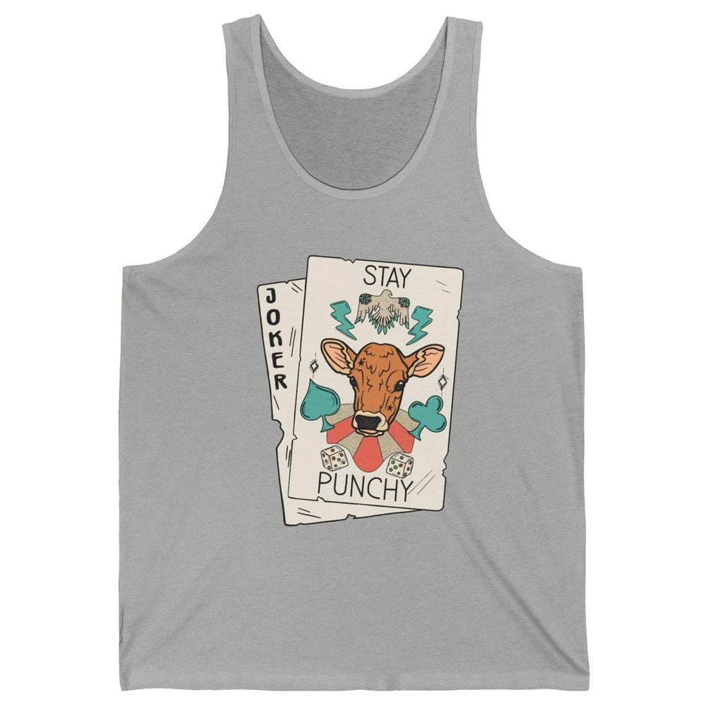 Calf Cow Stay Punchy Playing Cards Western Country Cattles Unisex Jersey Tank