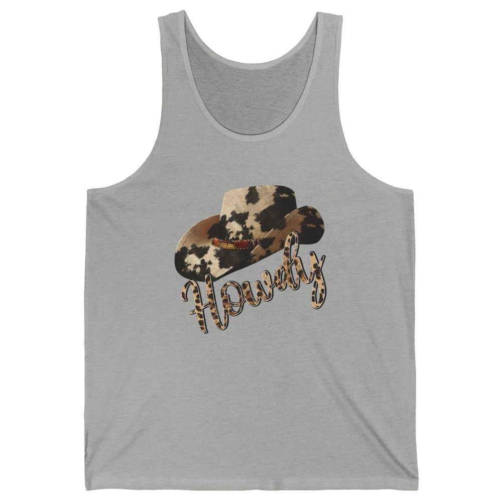 Vintage Leopard Cowboy Hat Howdy Western Country Cowgirls Unisex Jersey Tank