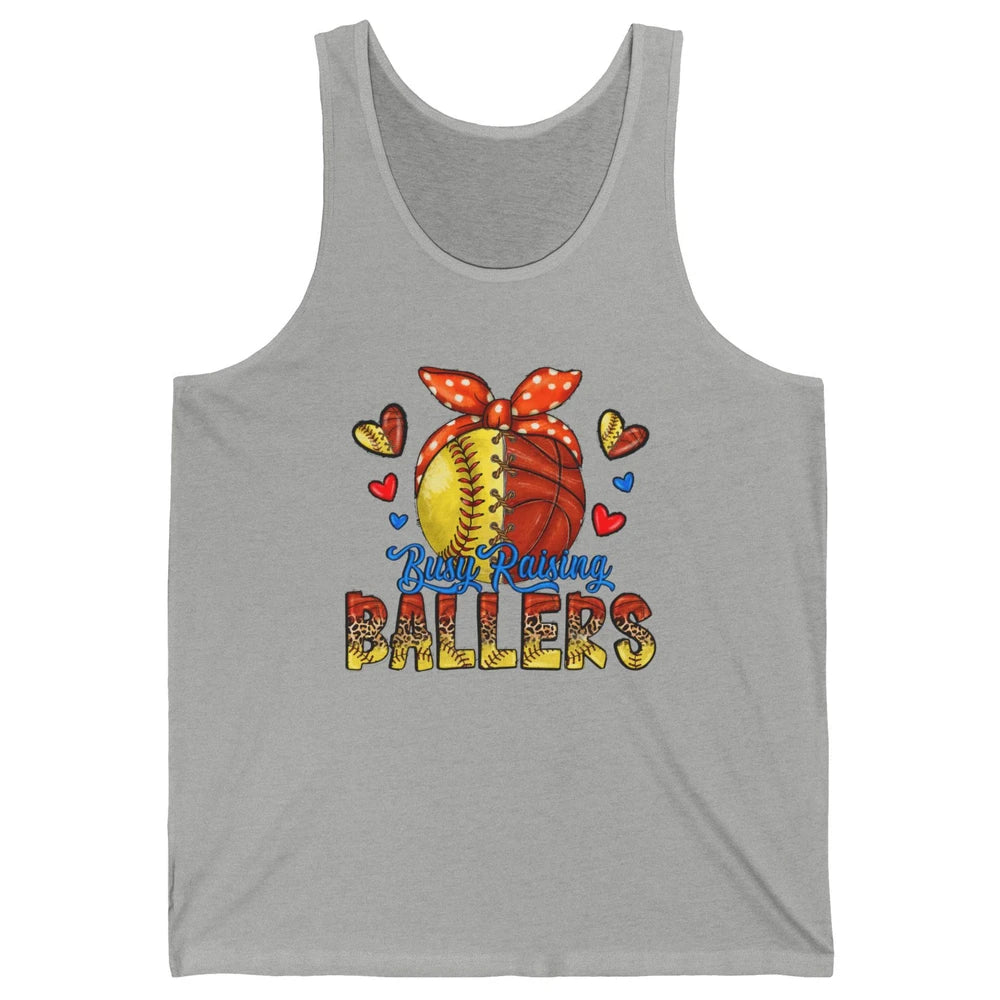 Busy Raising Ballers Softball And Basketball Mom Leopard Unisex Jersey Tank