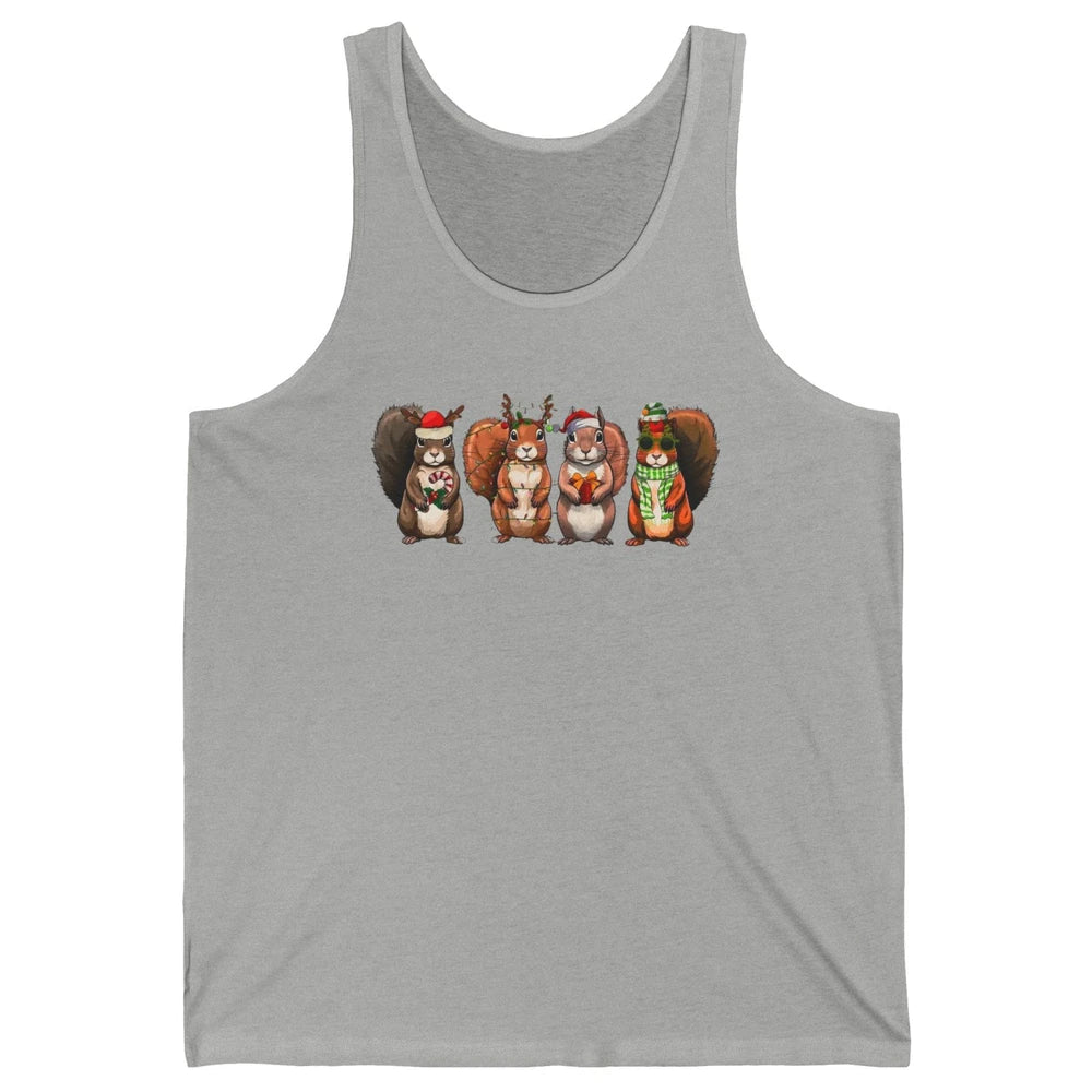 Squirrel Christmas Lights Funny Squirrel Santa Xmas Holiday Unisex Jersey Tank