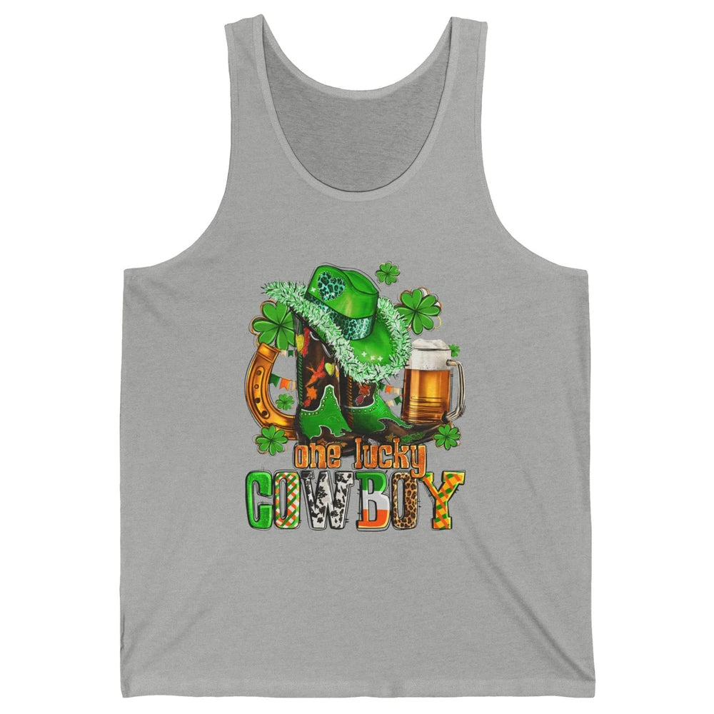 Western Lucky Cowboy Boots Clover Leopard St Patricks Day Unisex Jersey Tank