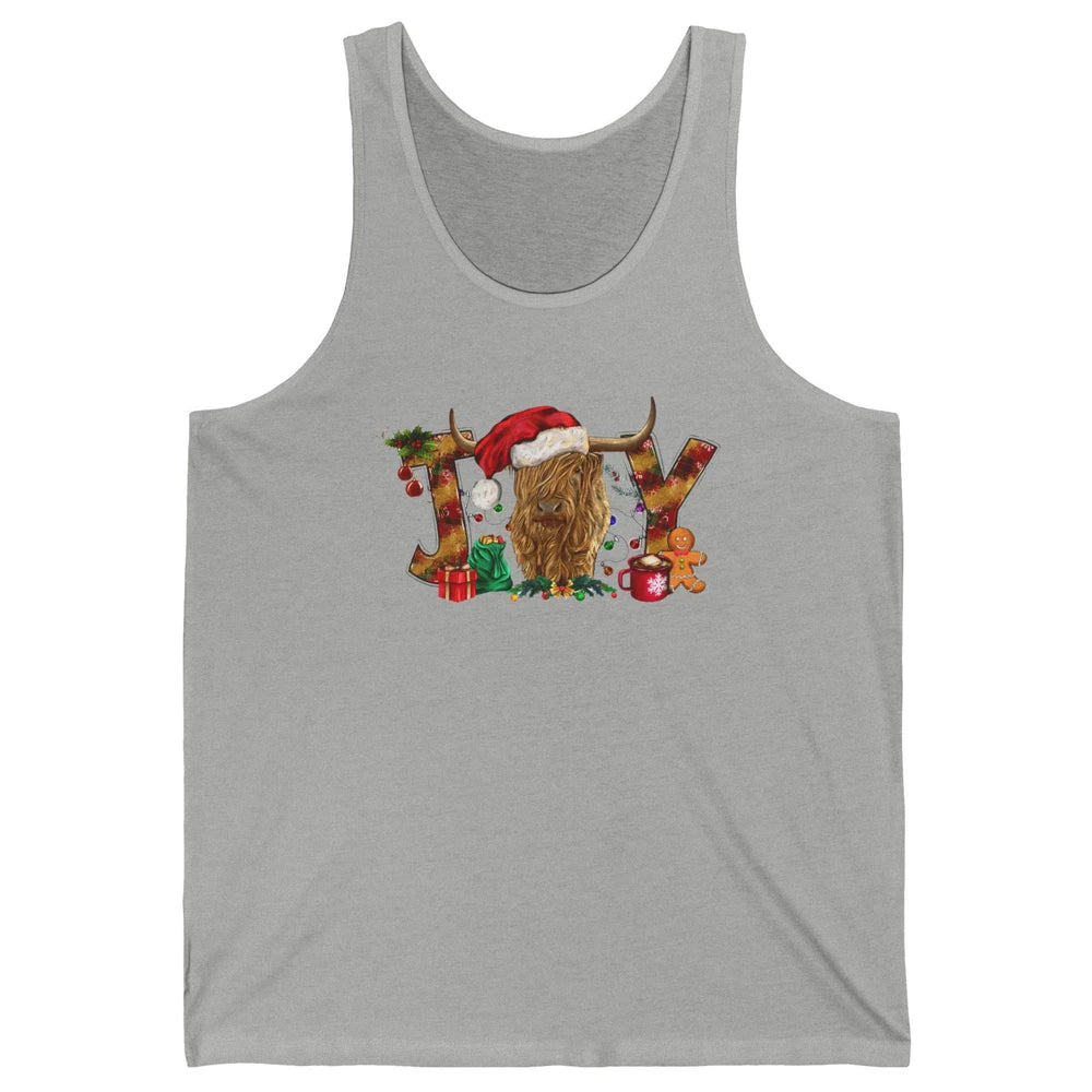 Highland Cow Joy Santa Hat Gingerbread Christmas Farm Gift Unisex Jersey Tank