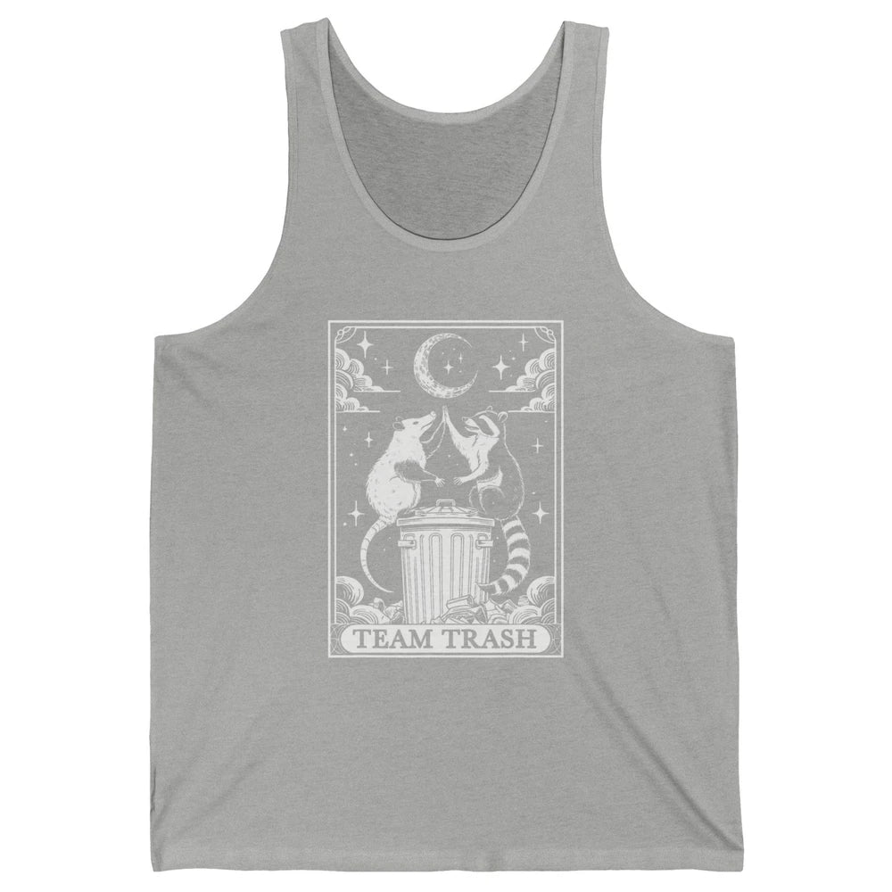 Tarot Card Vintage Team Trash Crescent Moon Opossum Panda Raccoon Gothic Trashy Sarcastic Unisex Jersey Tank