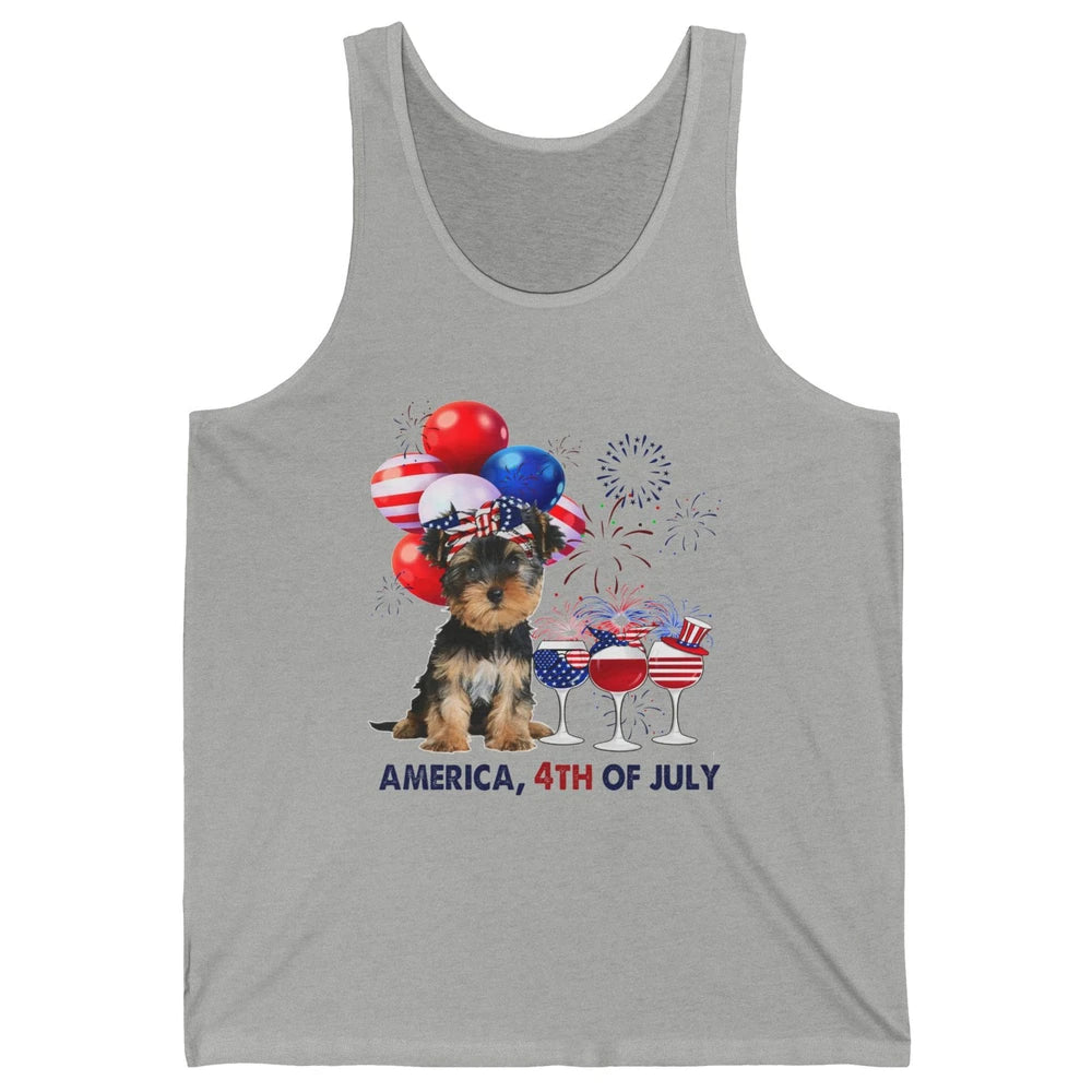 Yorkshire Terrier Wine 4th Of July Firework Celebrate Yorkie Unisex Jersey Tank