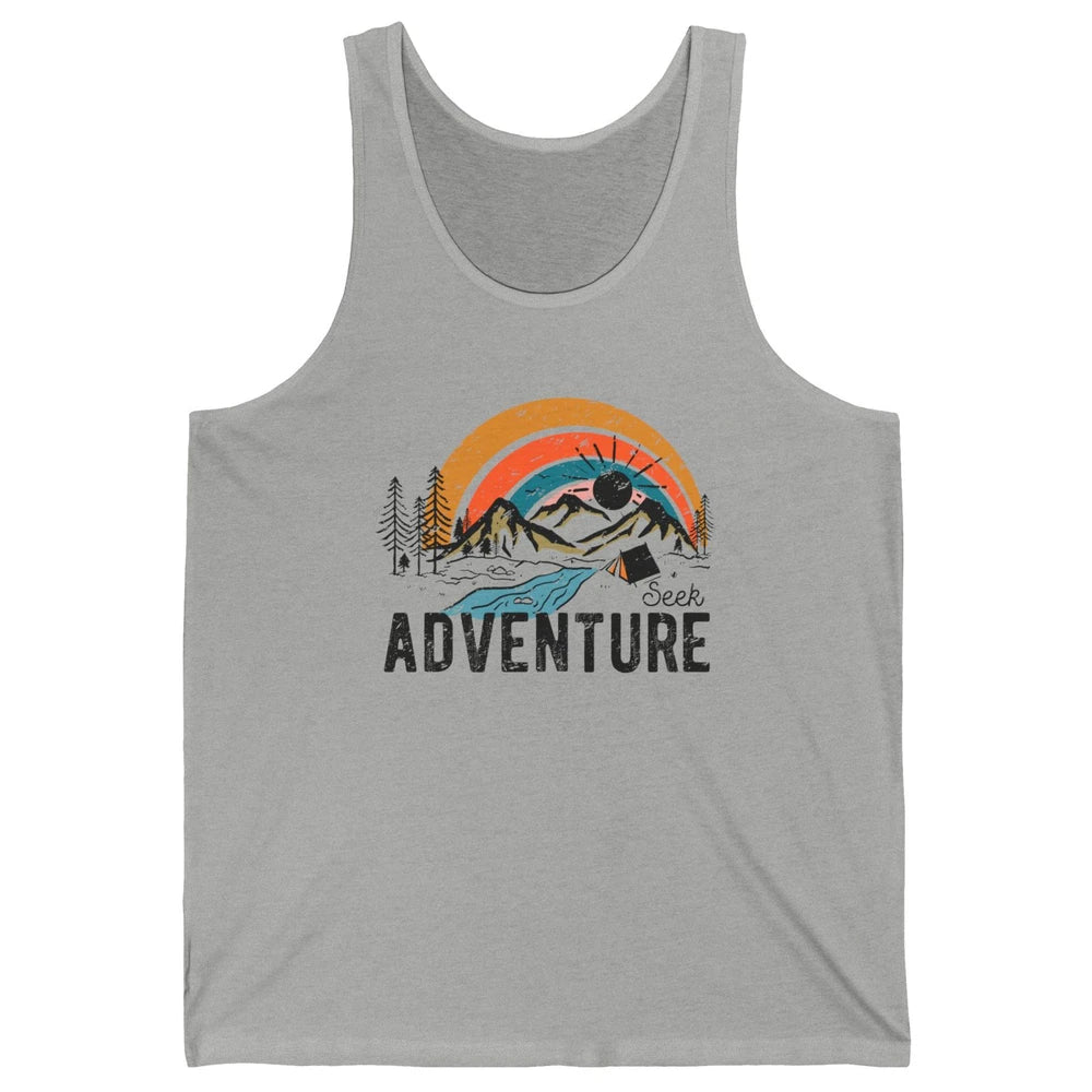 Vintage Mountain Sunrise Seek Adventure Camping Hiking Lover Unisex Jersey Tank