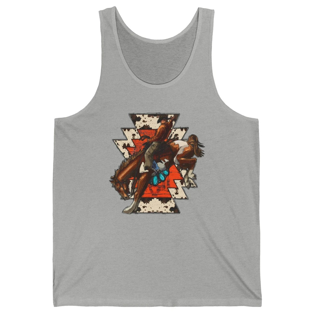 Aztec Cowhide Rodeo Hold Your Horses Cowboy Western Gemstone Unisex Jersey Tank