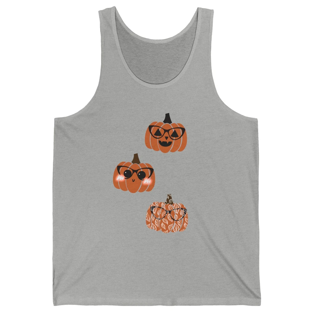 Three Pumpkin Eyeglasses Optician Life Halloween Optometrist Unisex Jersey Tank