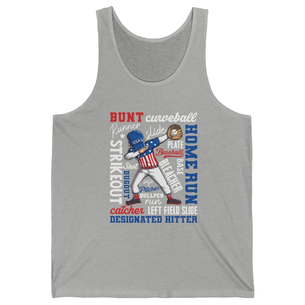 Baseball Dabbing 4th of July US Patriotic Baseball Players Unisex Jersey Tank