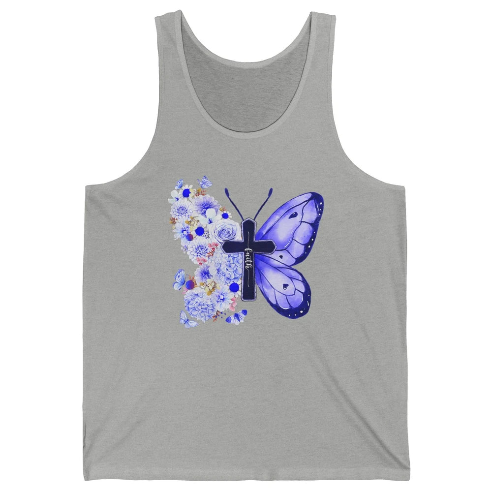 Butterfly Cross Faith Floral God Jesus Christian Bible Women Unisex Jersey Tank