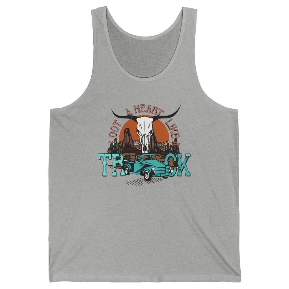 Boho Bull Skull I Got A Heart Like A Truck Western Country Unisex Jersey Tank