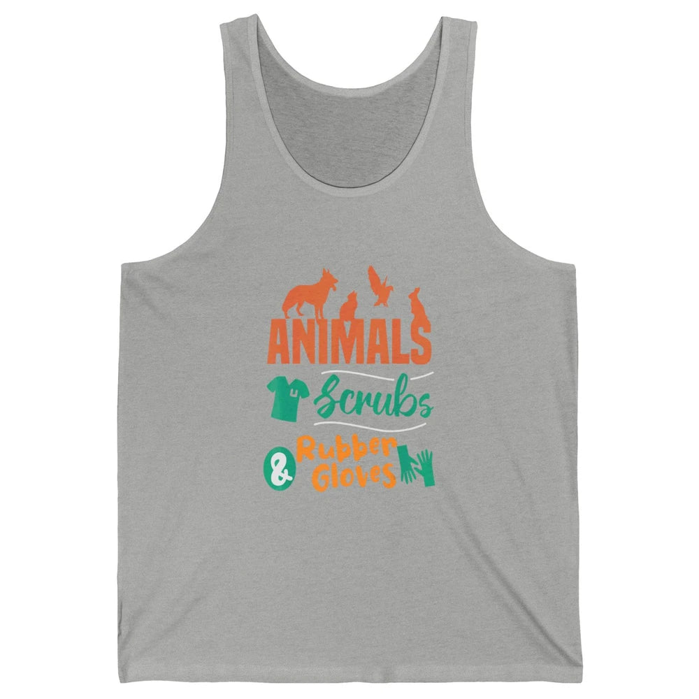 Animal Scrubs Rubber Gloves Veterinarian Vet Tech Pet Doctor Unisex Jersey Tank