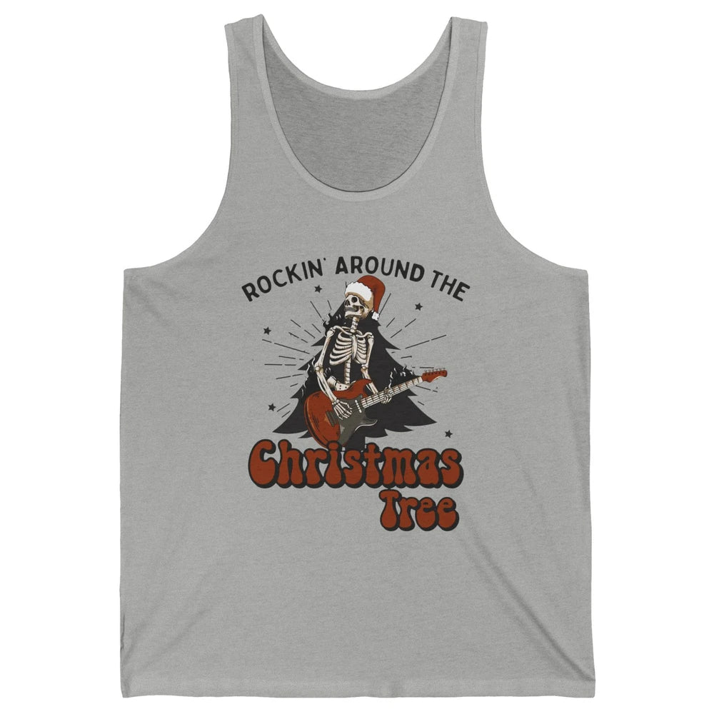 Skeleton Guitar Rocking Around Christmas Tree Western Xmas Unisex Jersey Tank