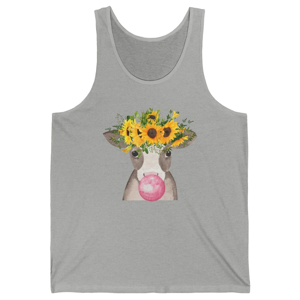 Sunflower Cow Bubble Gum Not In The Mood Western Farm Animal Unisex Jersey Tank