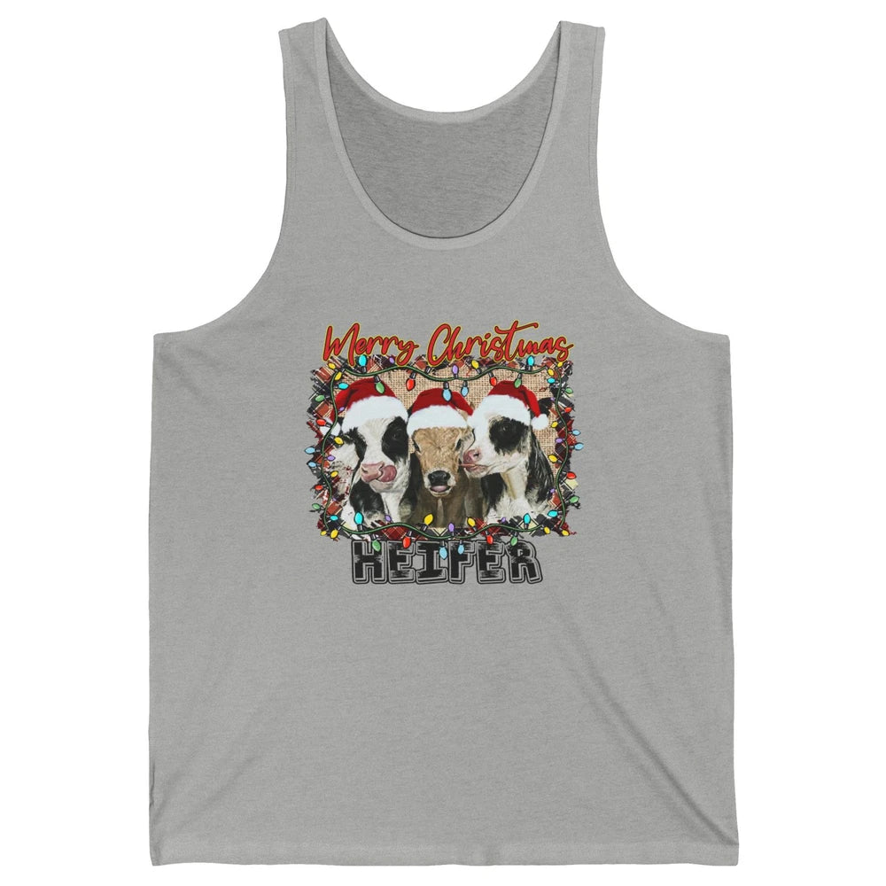 Funny Cow Merry Christmas Hanging With My Heifer Farmer Gift Unisex Jersey Tank