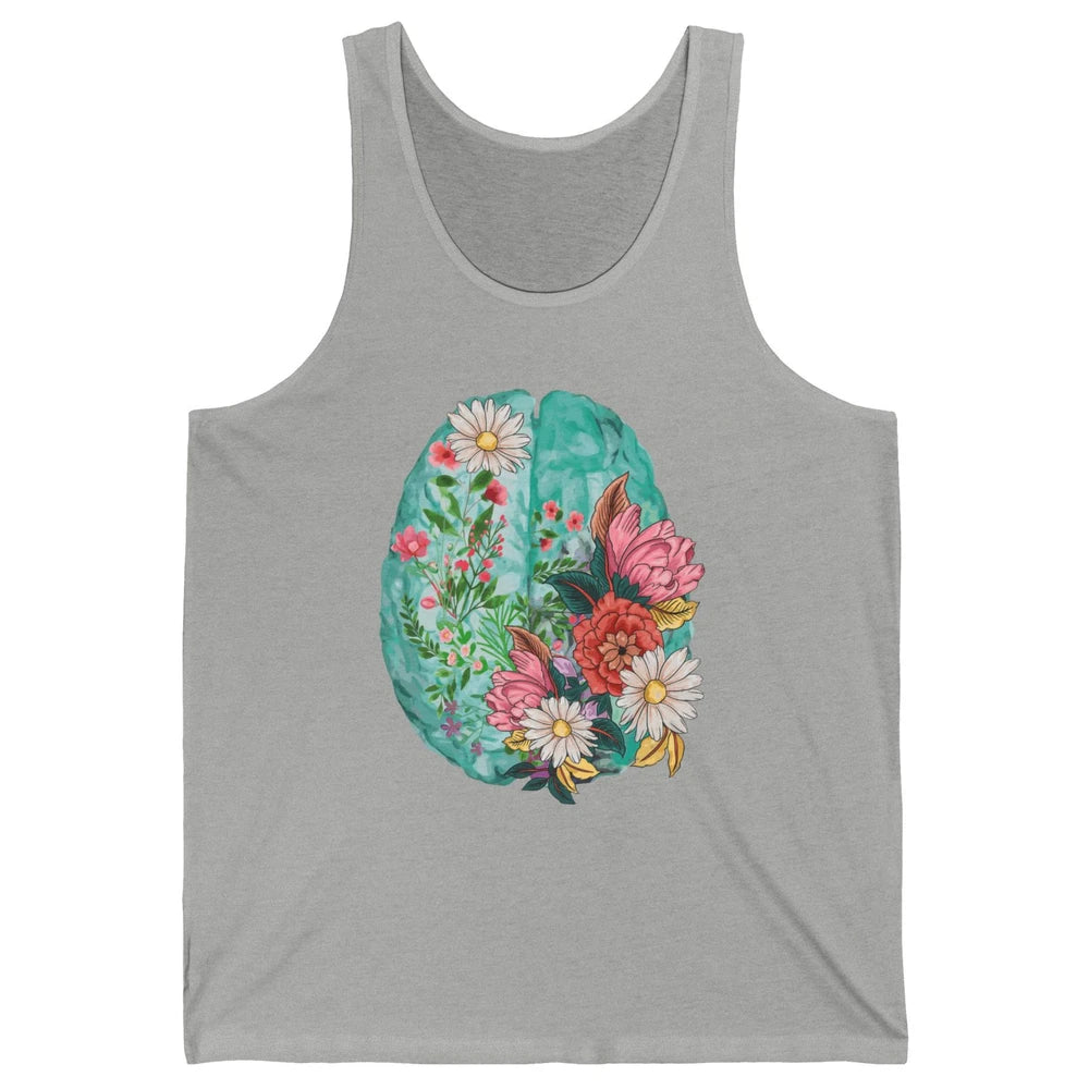 Wildflower Brain End The Stigma Floral Mental Health Matters Unisex Jersey Tank