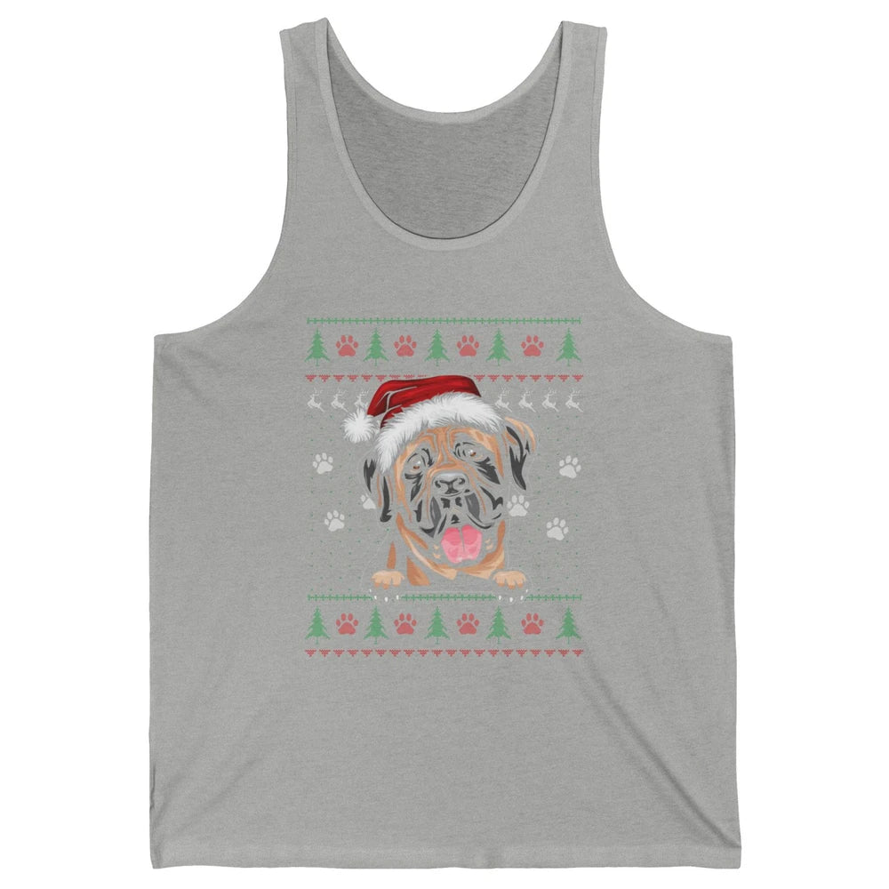 Merry Christmas Cute Santa Hat English Mastiff Dog Ugly Xmas Unisex Jersey Tank