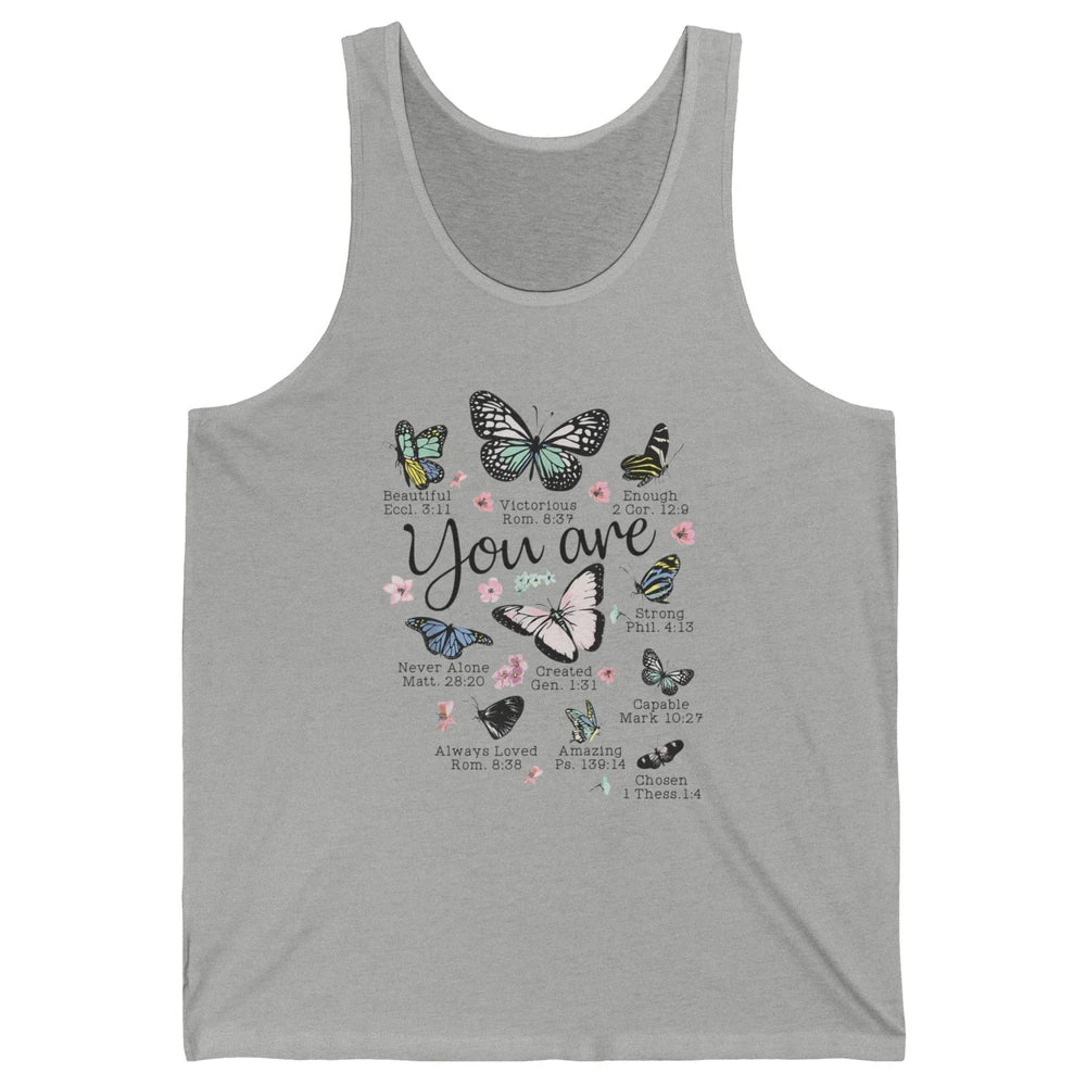 You Are Beautiful Bible Verse Butterfly Christian Jesus God Unisex Jersey Tank