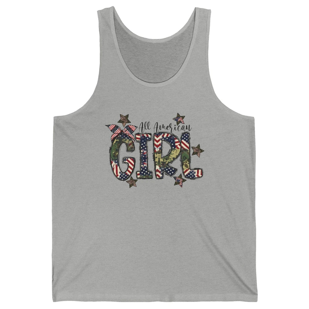 All American Girl American Flag Patriotic Military 4th July Unisex Jersey Tank