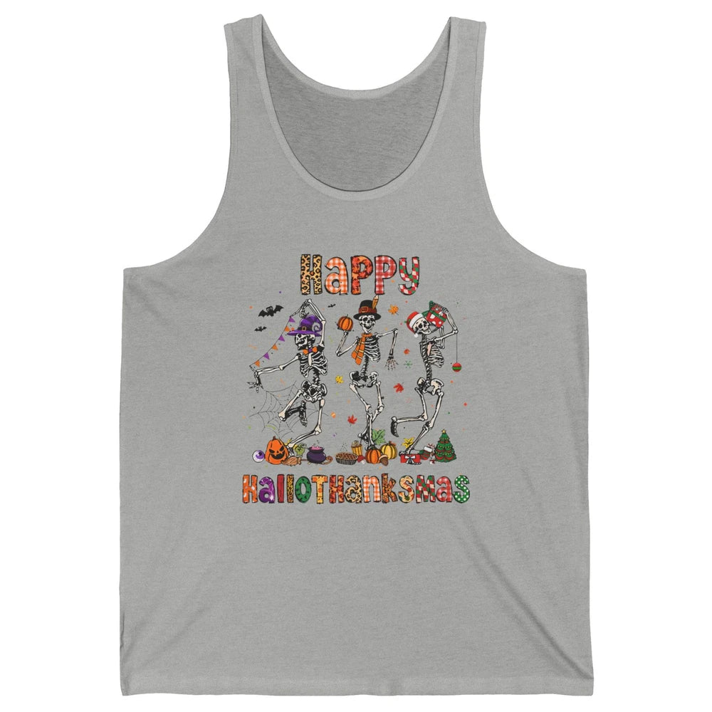 Funny Dancing Skeleton Happy Hallo-thank-mas Fall Pumpkin Unisex Jersey Tank