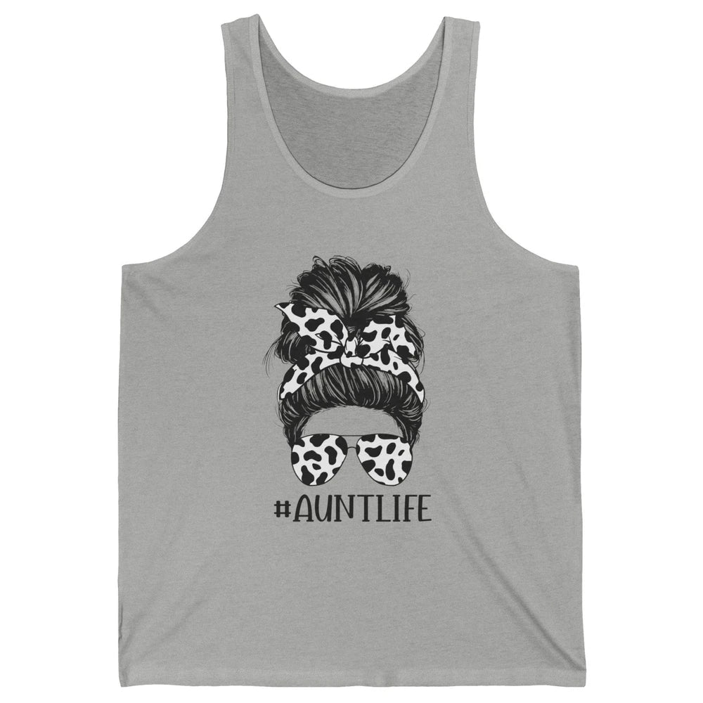 Aunt Life Messy Bun Glasses Cowhide Western Auntie Life Unisex Jersey Tank