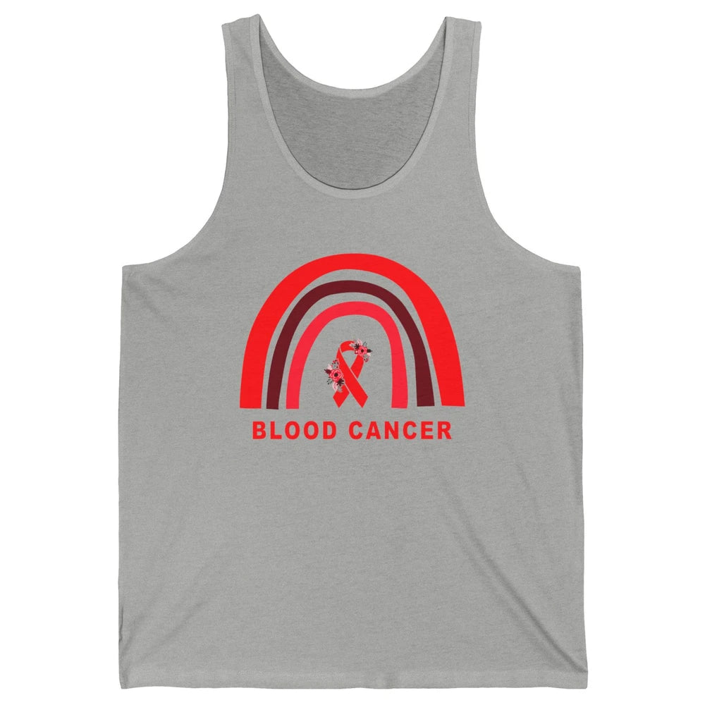 Blood Cancer Awareness Floral Red Ribbon Cute Rainbow Unisex Jersey Tank